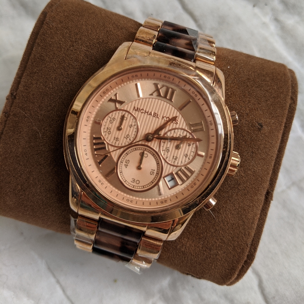 Michael Kors Rose Gold & Tortoise Shell Watch